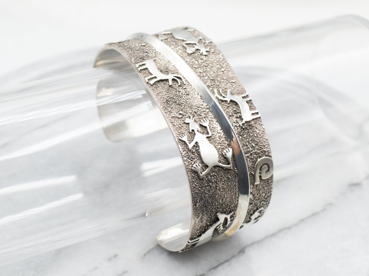 Sterling Silver Christin Wolf Native American Cuff Bracelet