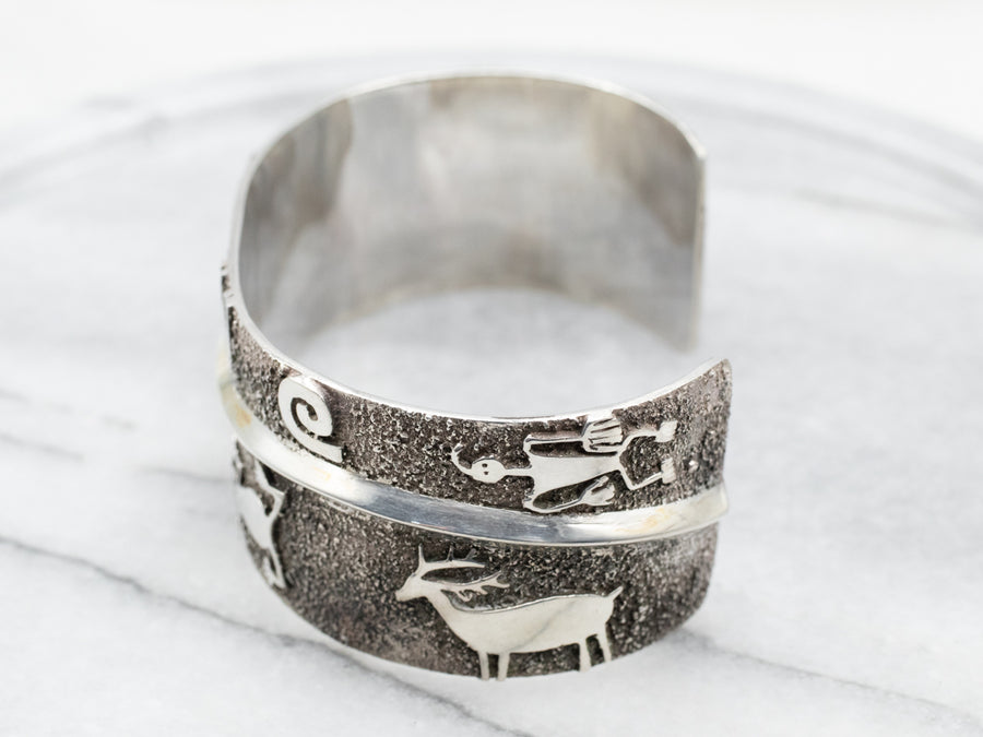 Sterling Silver Christin Wolf Native American Cuff Bracelet