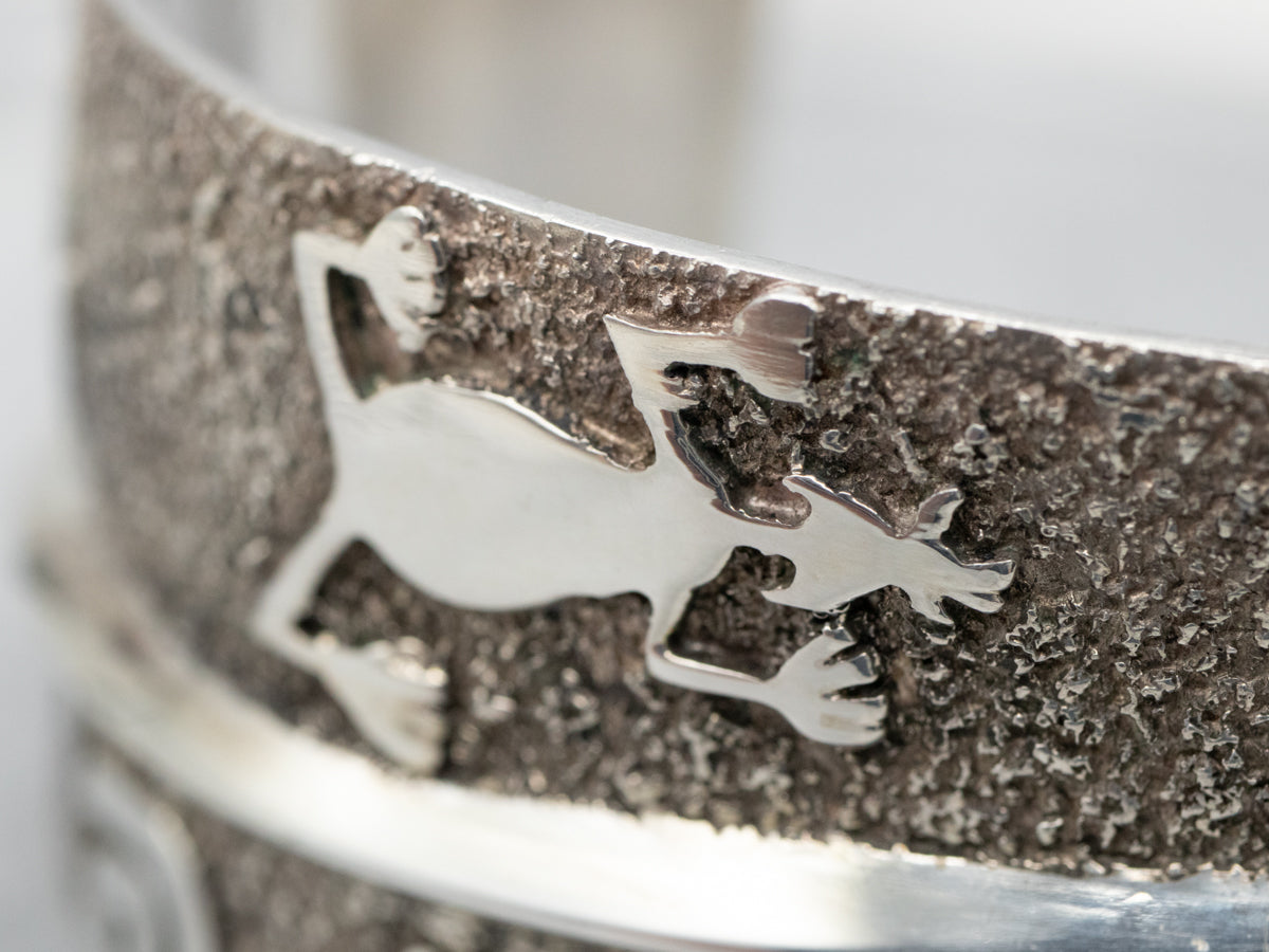 Sterling Silver Christin Wolf Native American Cuff Bracelet