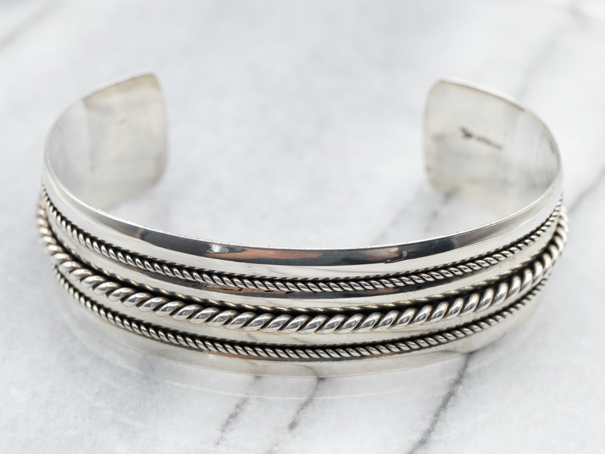 Brazalete trenzado de plata de ley