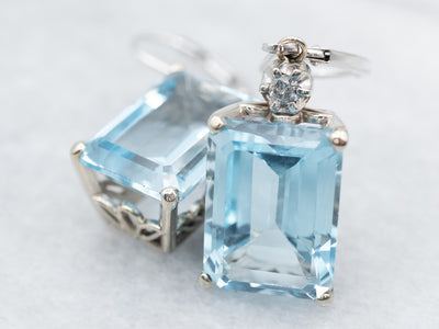 Stunning Blue Topaz and Diamond Drop Earrings