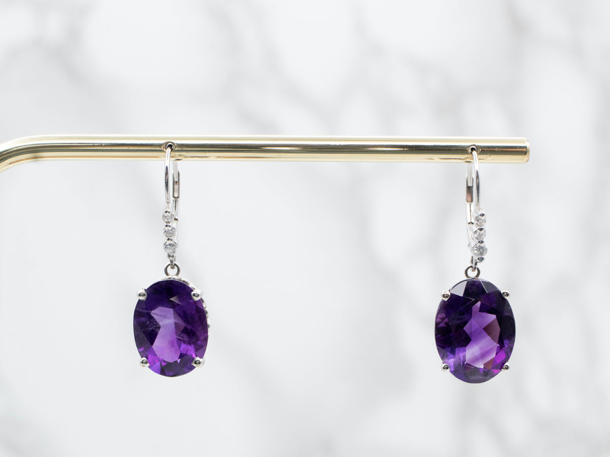 Amethyst and Diamond Drop Earrings