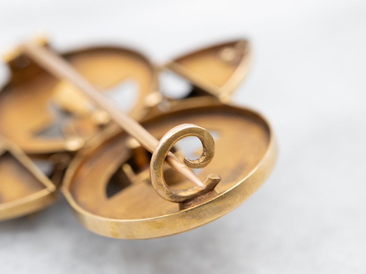 Victorian Gothic Enamel and Seed Pearl Brooch