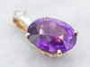 Two Tone Gold Amethyst and Diamond Pendant