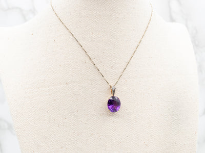 Two Tone Gold Amethyst and Diamond Pendant
