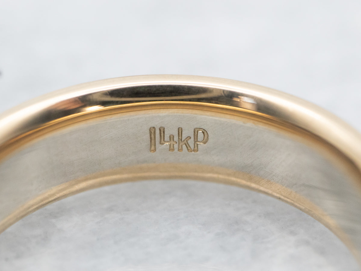Two Toned Gold Ridged Band