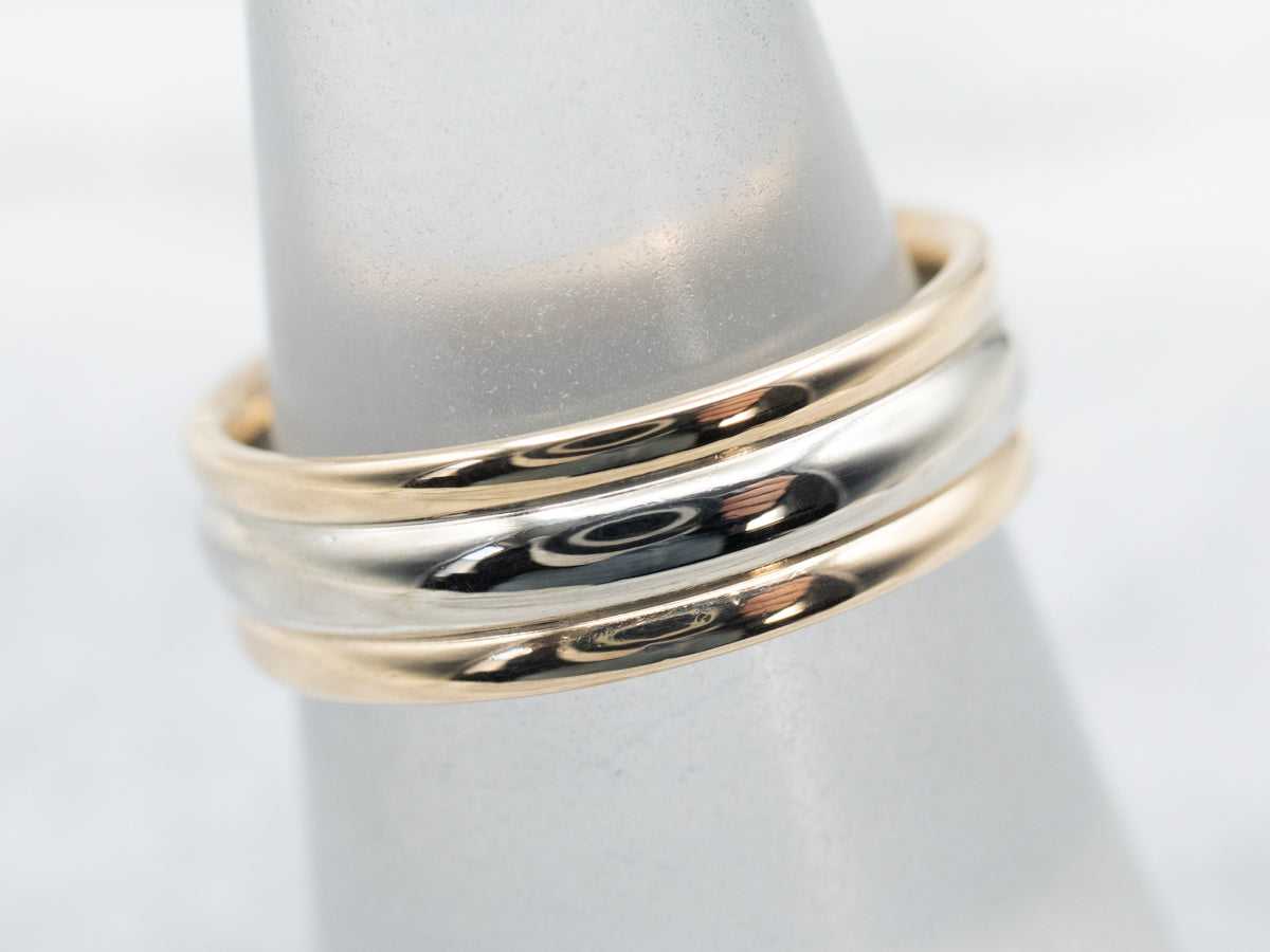 Two Toned Gold Ridged Band
