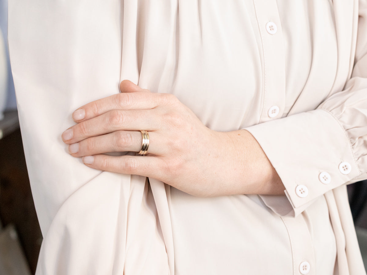 Two Toned Gold Ridged Band