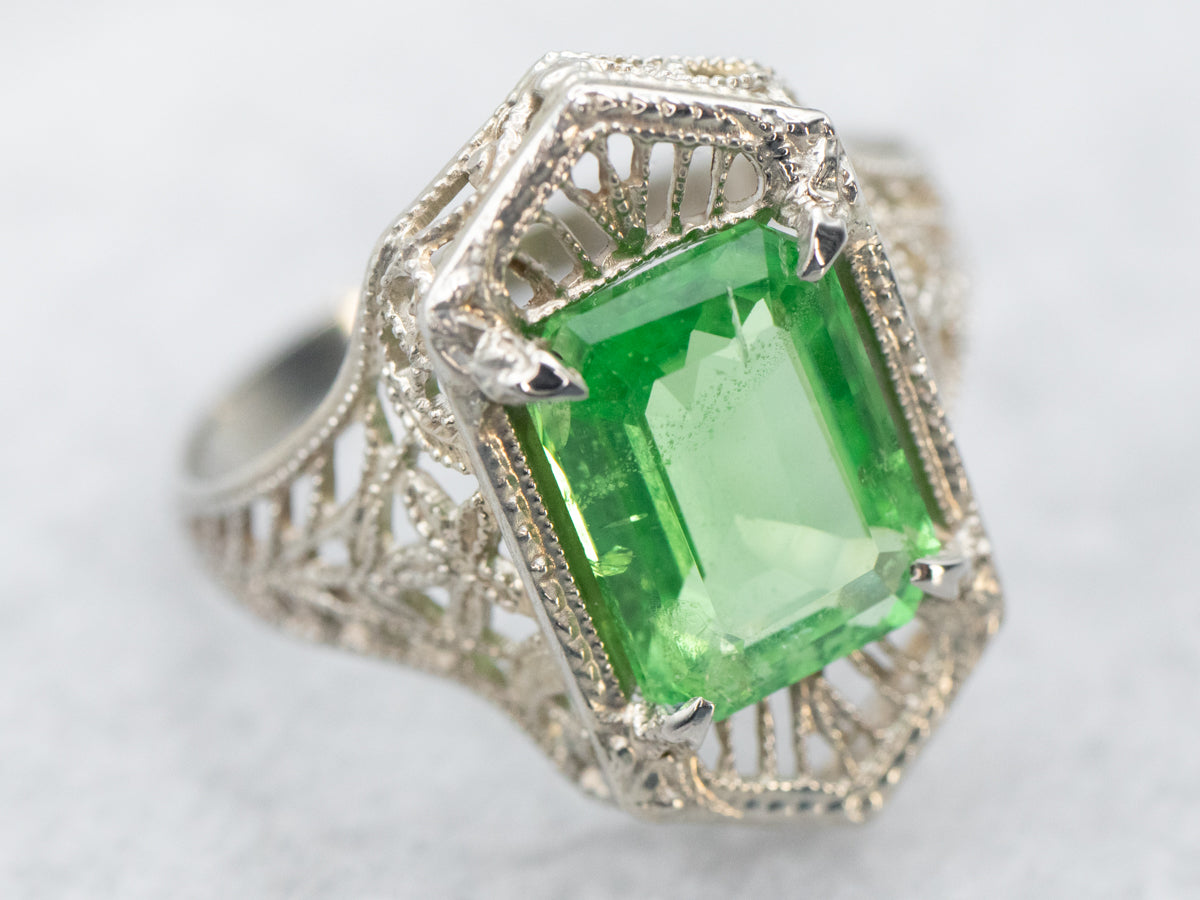 Exquisite Art Deco Grossular Garnet Ring