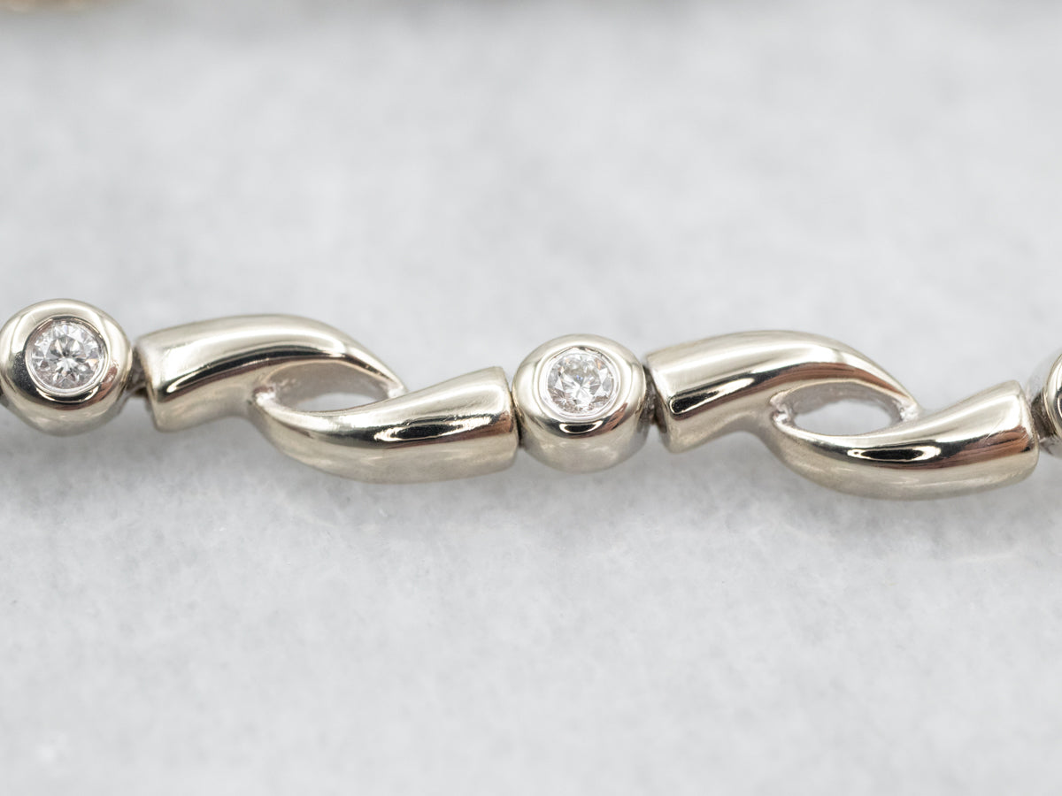 Modernist Offset Diamond Link Tennis Bracelet