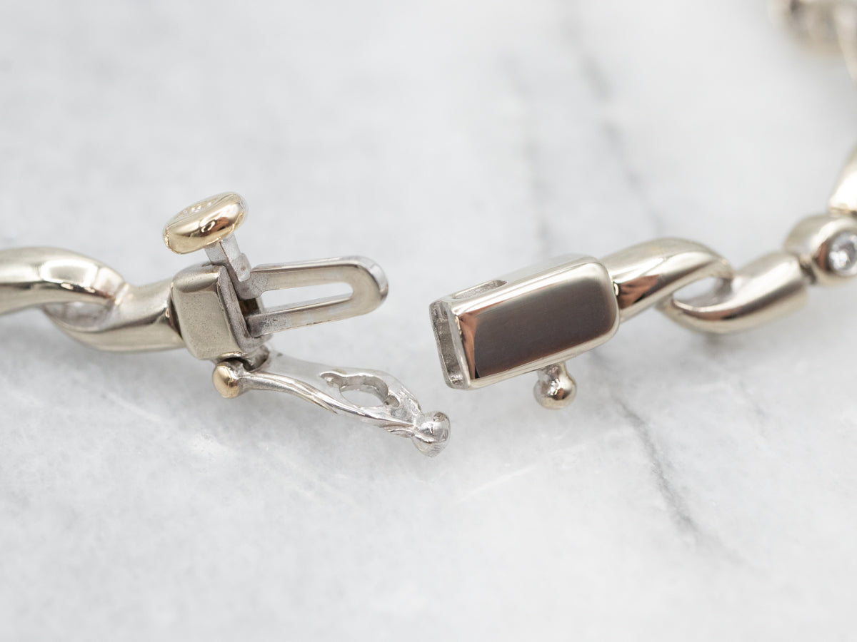 Modernist Offset Diamond Link Tennis Bracelet