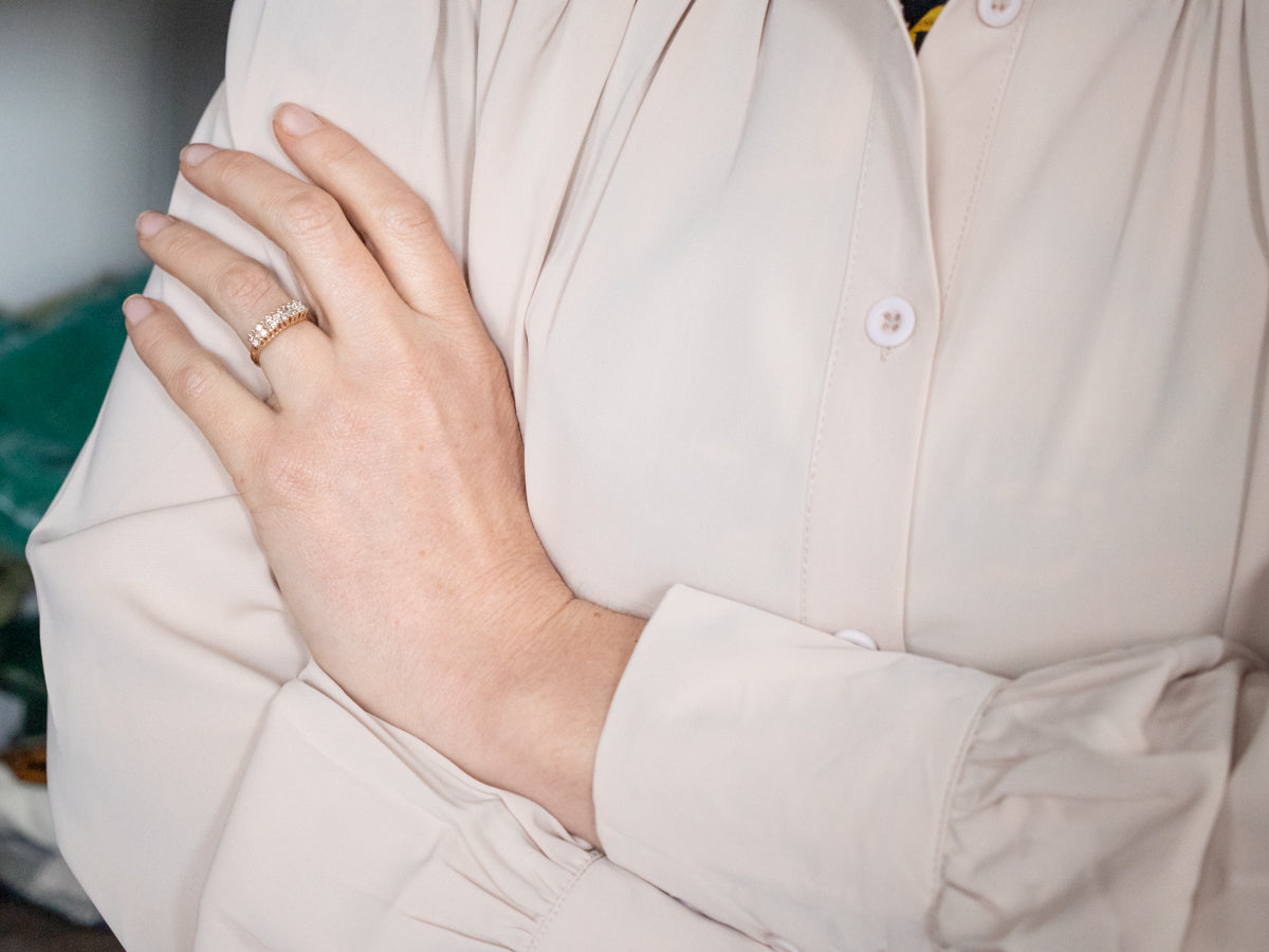 Multi Cut Diamond Encrusted Band Ring