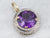 Rich Two Toned Amethyst and Double Diamond Halo Pendant