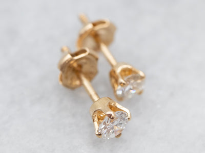 Classic Yellow Gold Diamond Stud Earrings