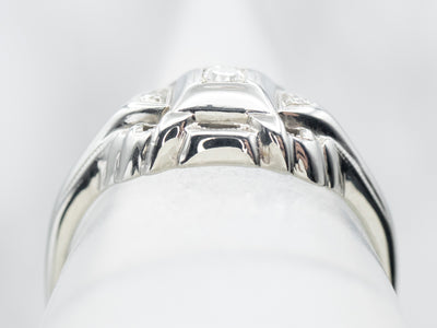 Art Deco Three Stone Diamond Engagement Ring