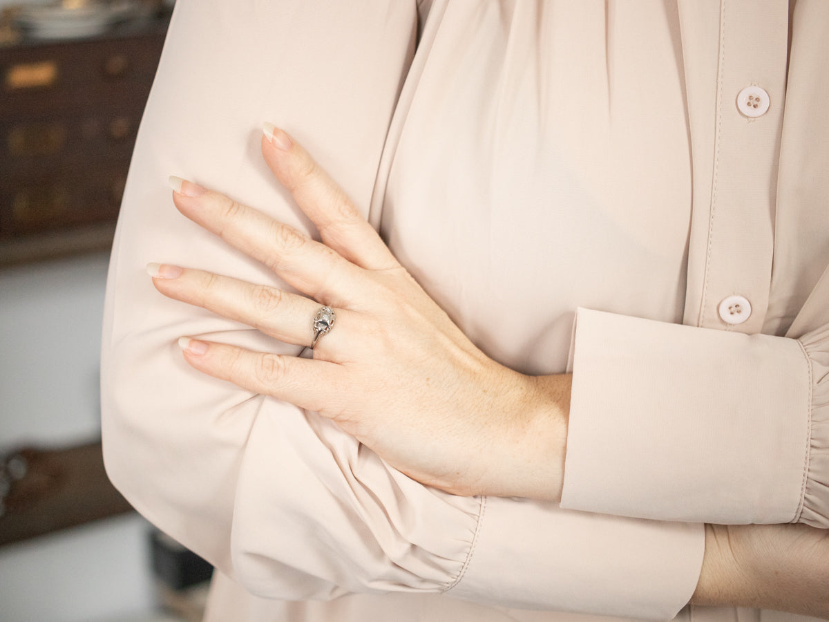 Art Deco Three Stone Diamond Engagement Ring