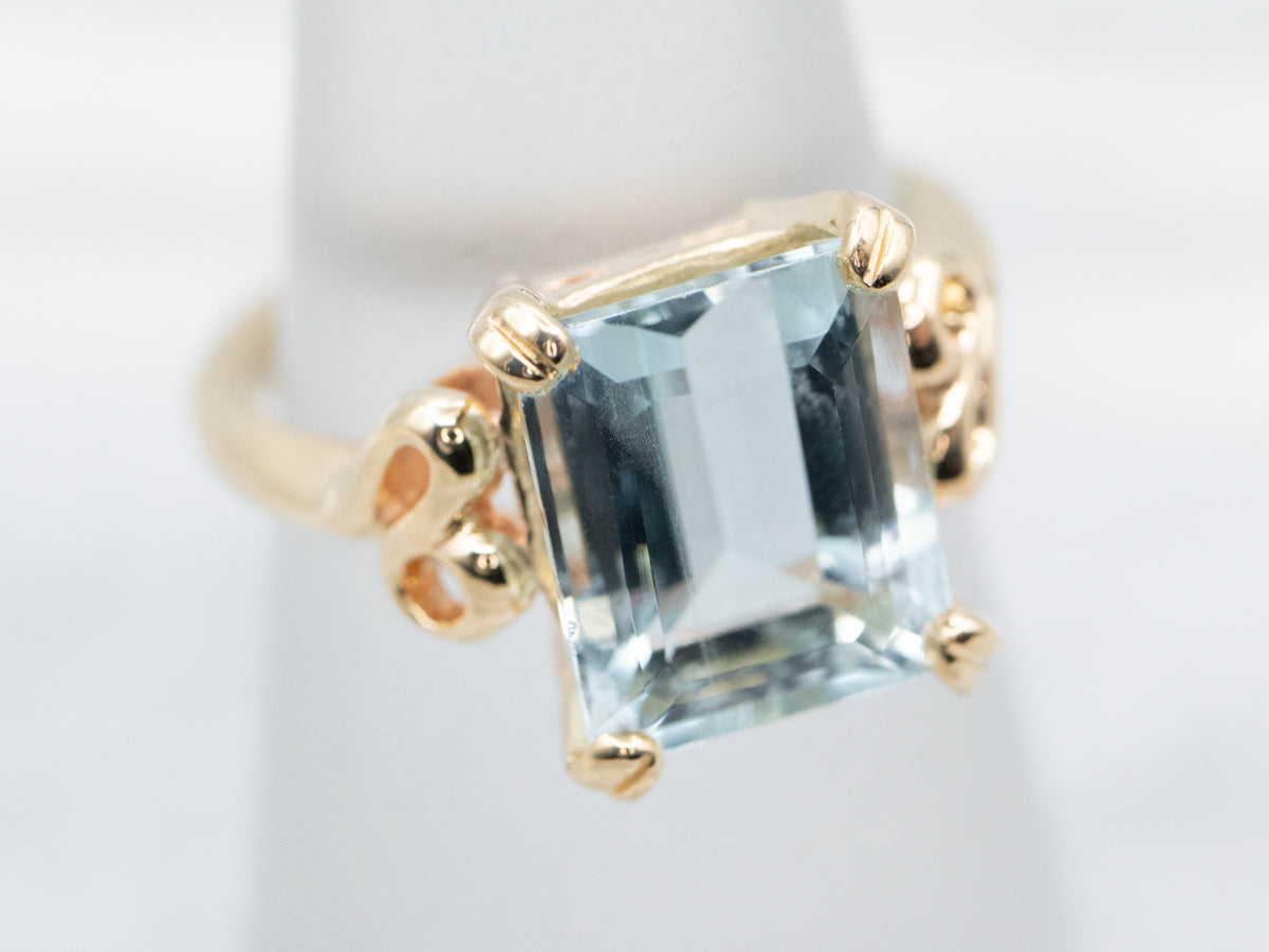 Vintage Yellow Gold Aquamarine Ring