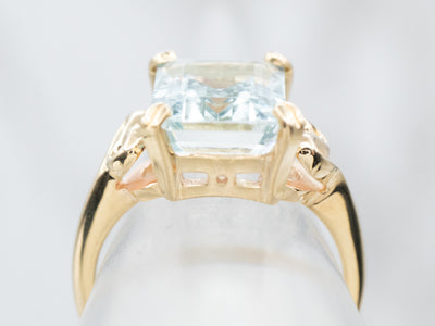 Vintage Yellow Gold Aquamarine Ring