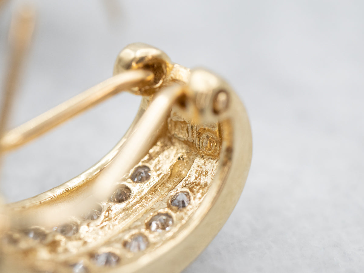 Curved Channel Set Diamond Earrings