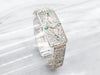 Art Deco Synthetic Emerald and Diamond Filigree Link Bracelet