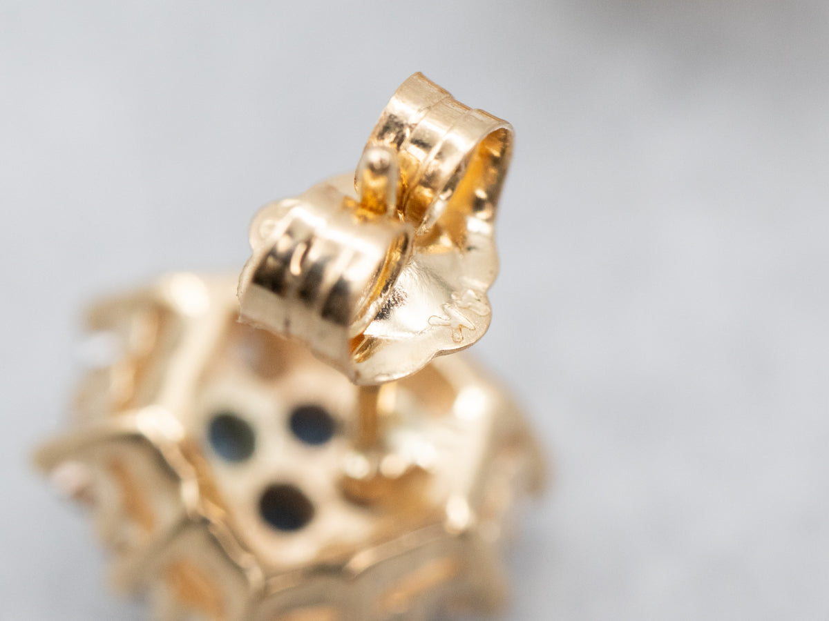 Sapphire and Diamond Cluster Stud Earrings