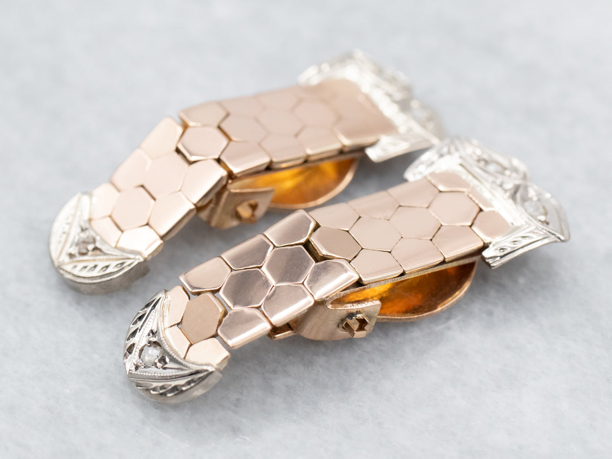 Diamond Honeycomb Link Drop Earrings