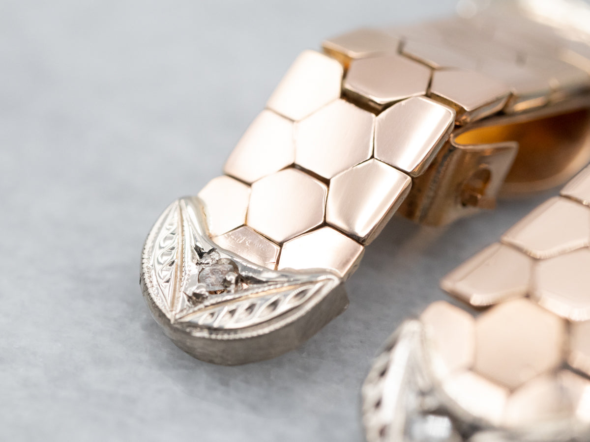 Diamond Honeycomb Link Drop Earrings