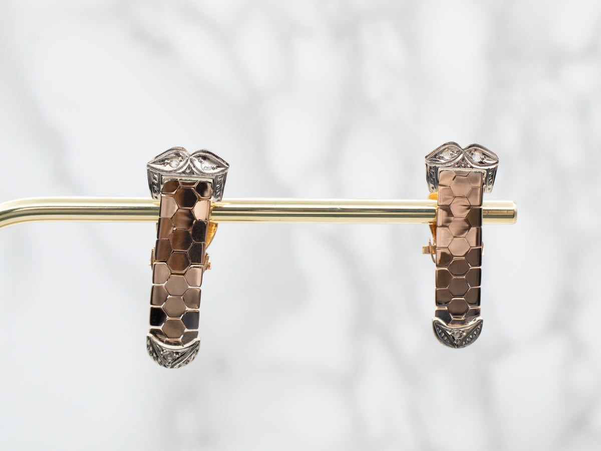 Diamond Honeycomb Link Drop Earrings