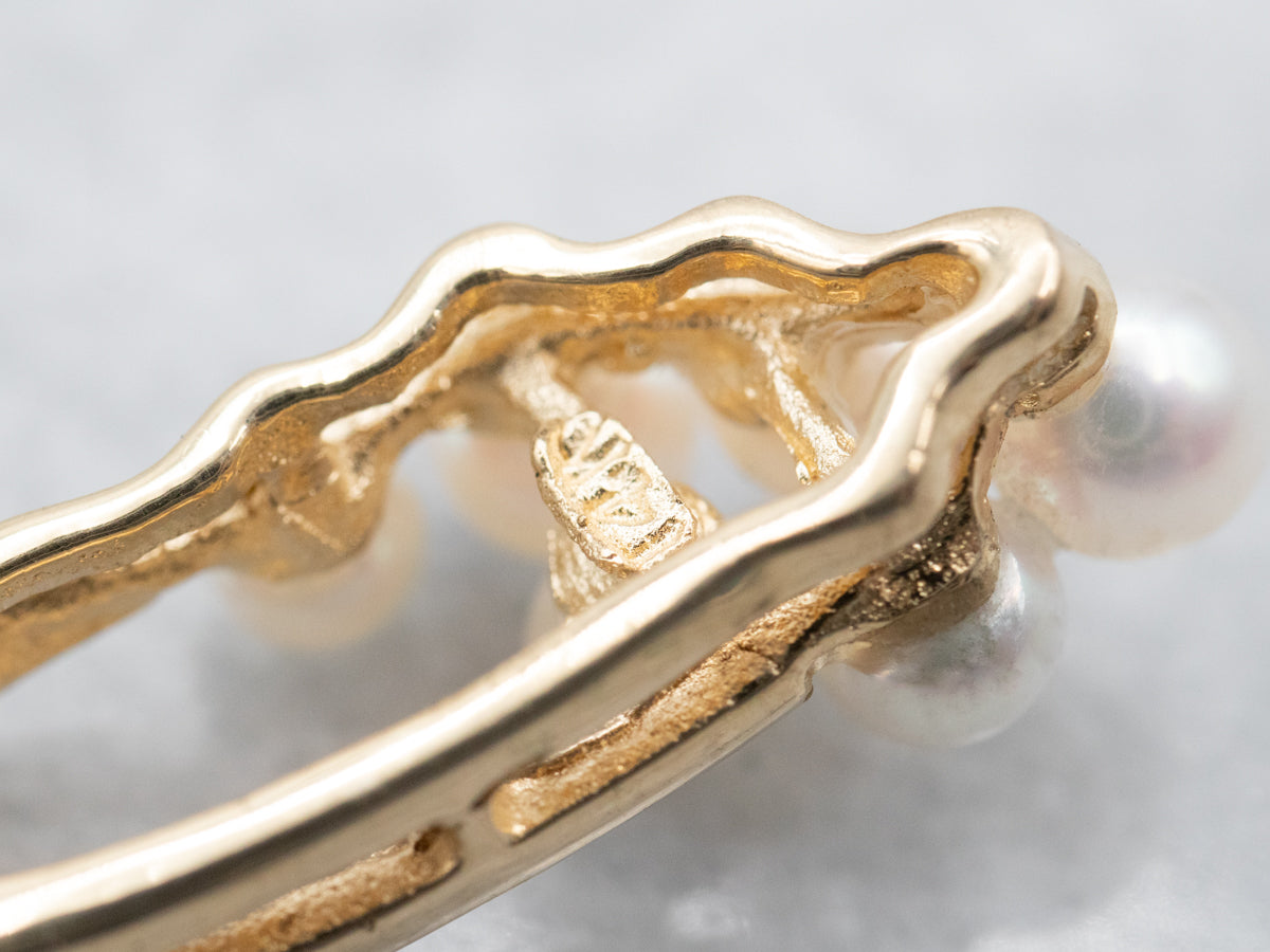 Modernist Pearl and Diamond Cluster Pendant