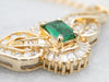 Gold Ornate Emerald and Diamond Encrusted Link Chain Necklace