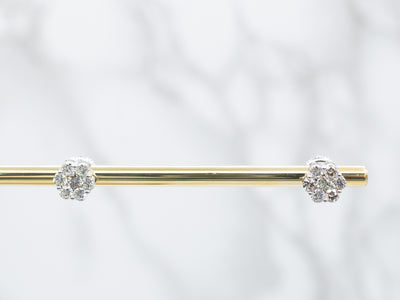 Floral Diamond Stud Earrings in White Gold