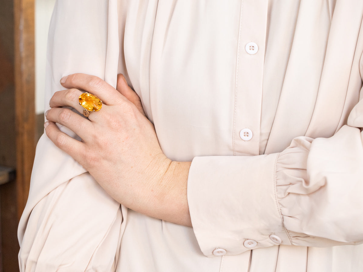 Rope Detail Citrine Cocktail Ring