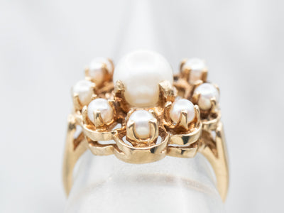Vintage Pearl Encrusted Heart Halo Ring