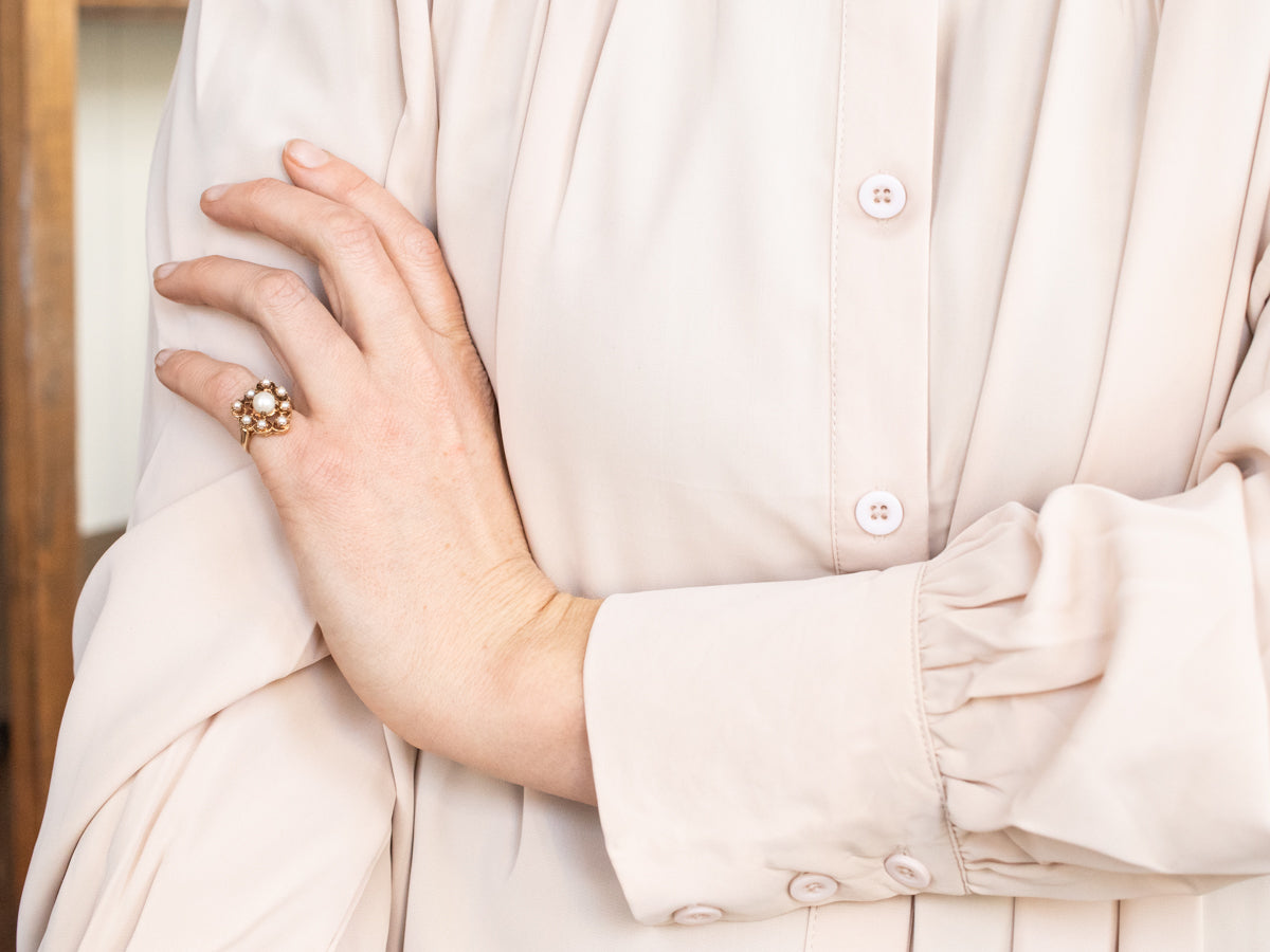 Vintage Pearl Encrusted Heart Halo Ring