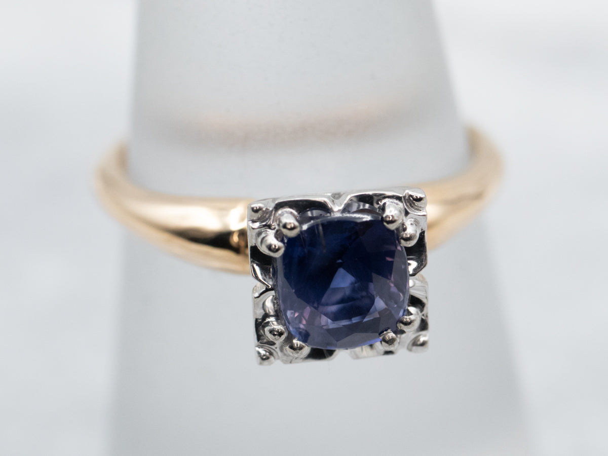Orange Blossom Bi-Colored Sapphire Solitaire Ring