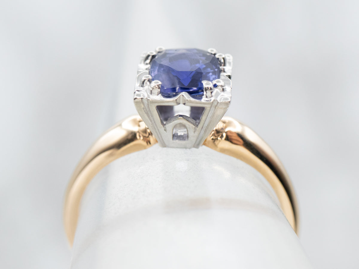 Orange Blossom Bi-Colored Sapphire Solitaire Ring