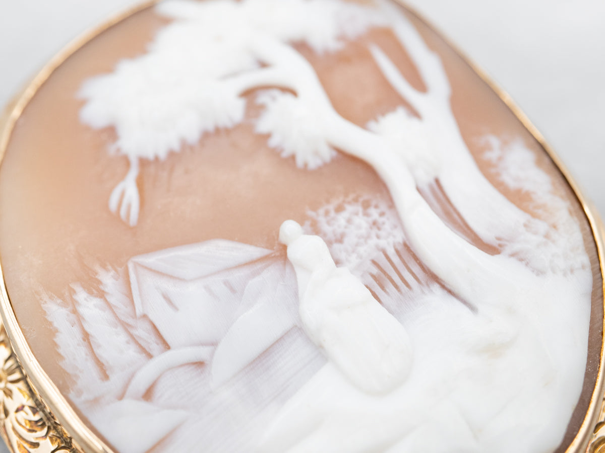 Vintage Landscape Cameo Brooch or Pendant