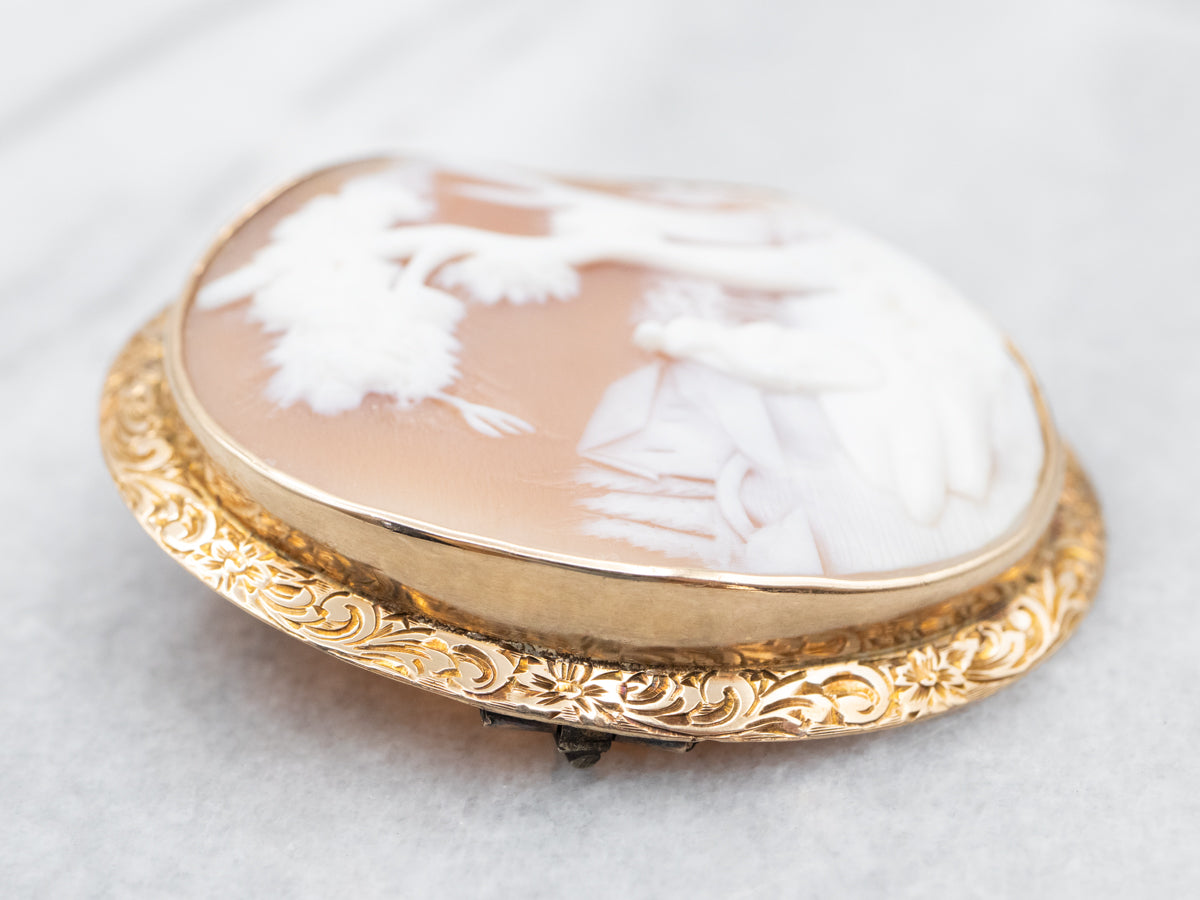 Vintage Landscape Cameo Brooch or Pendant