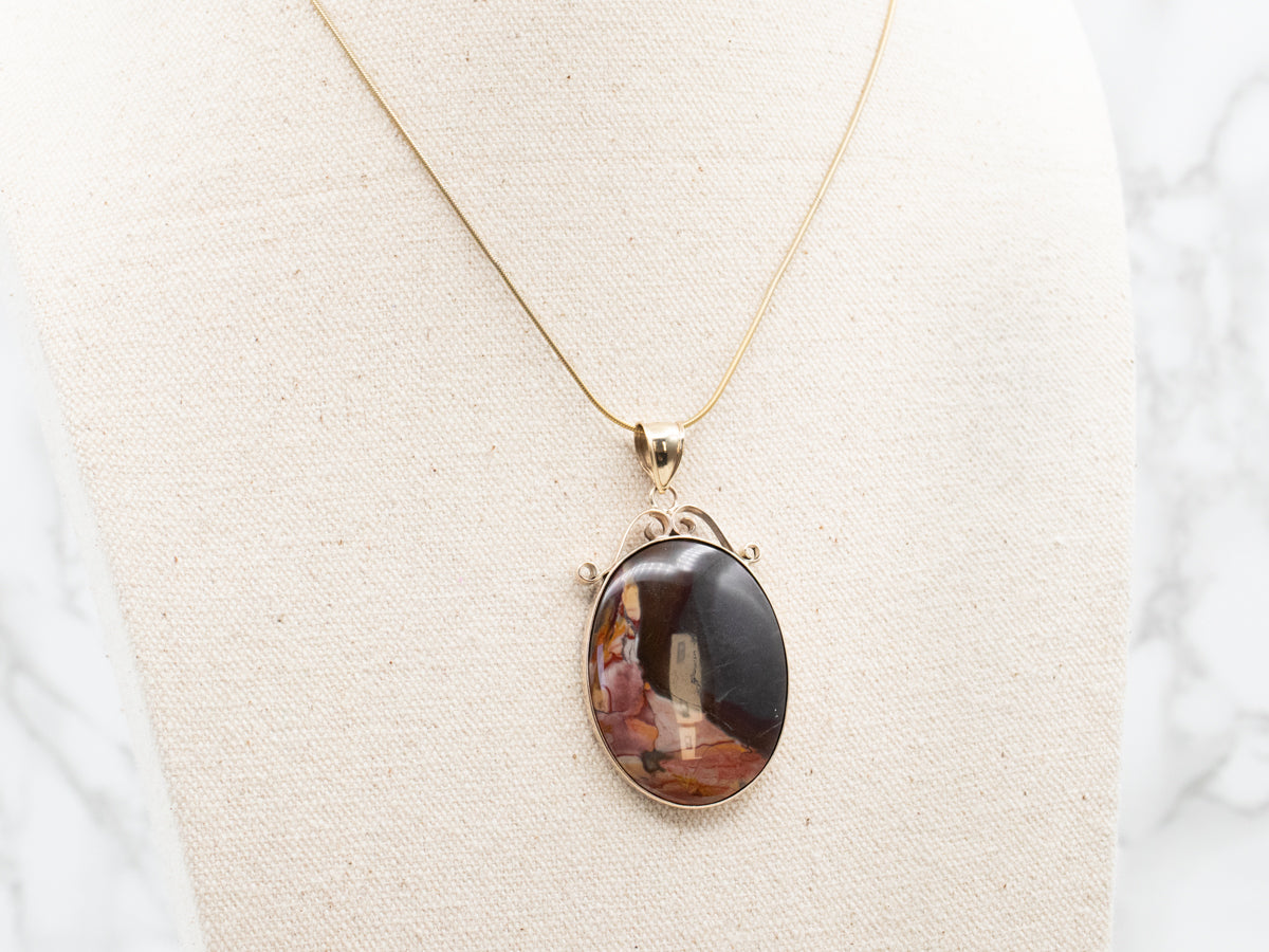 Yellow Gold Mookaite Jasper Pendant