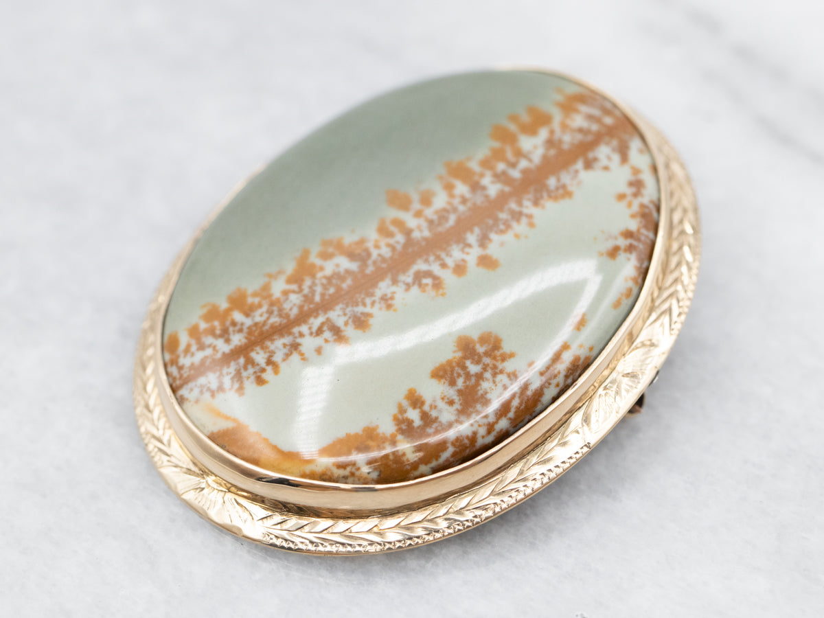 Vintage Gold Jasper  Brooch
