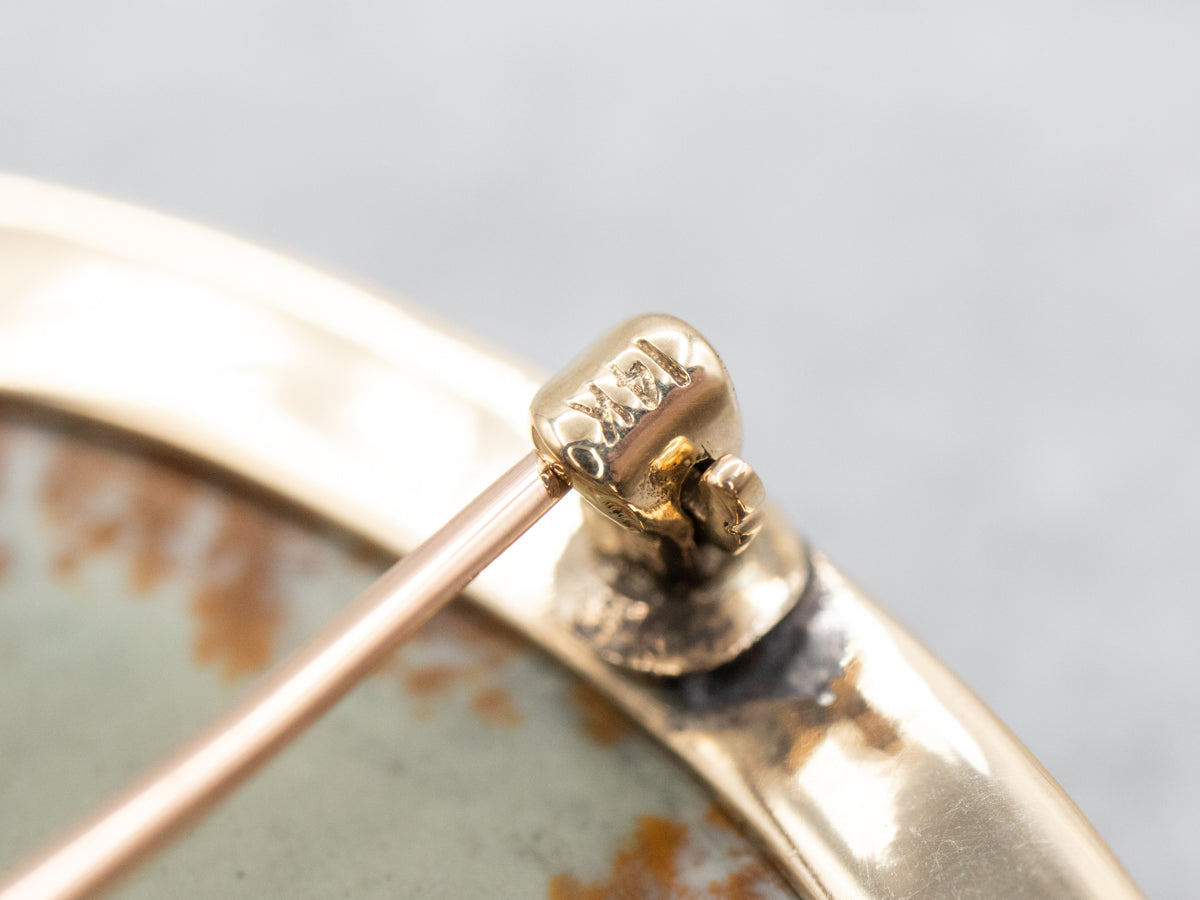 Vintage Gold Jasper  Brooch