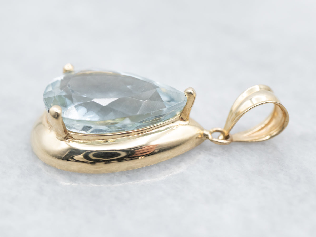 Colgante de topacio azul en forma de lágrima