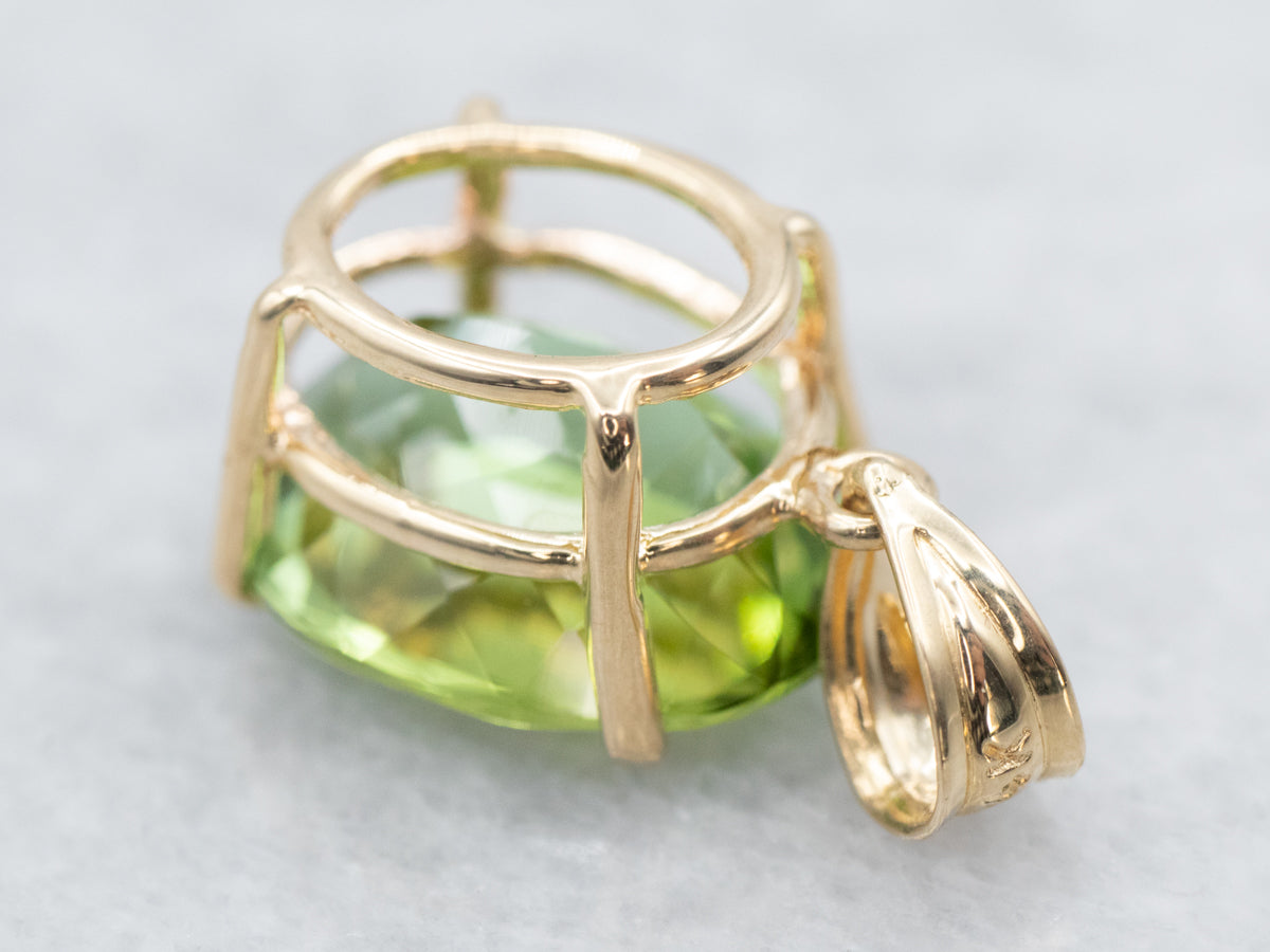 Green Tourmaline Solitaire Pendant