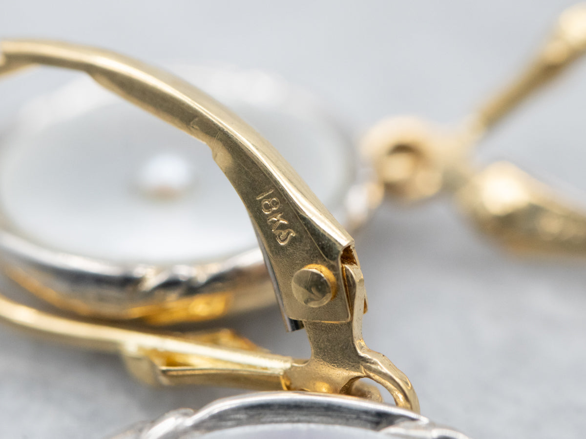 Mother of Pearl Cufflink Conversion Drop Earring