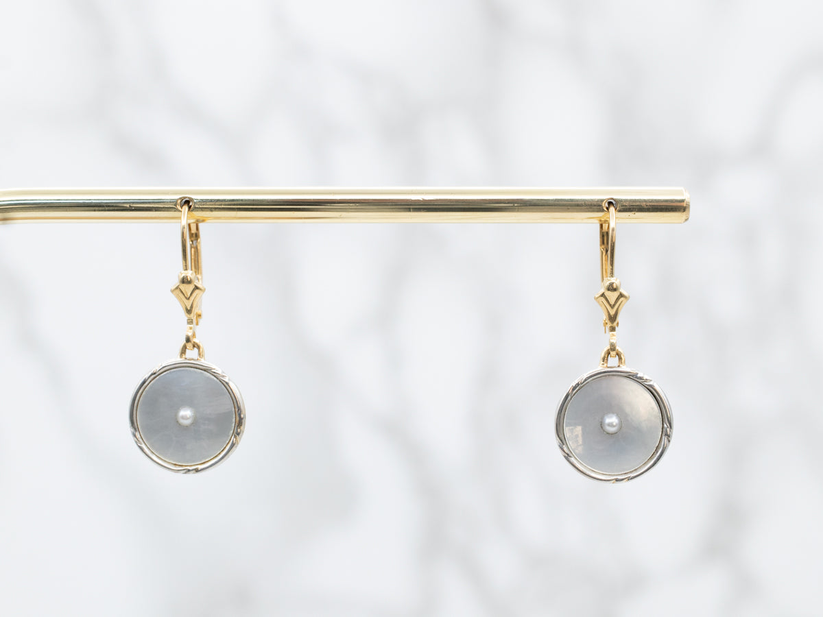 Mother of Pearl Cufflink Conversion Drop Earring