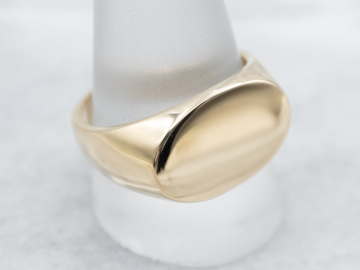Bold East-West Oval Top Signet Ring