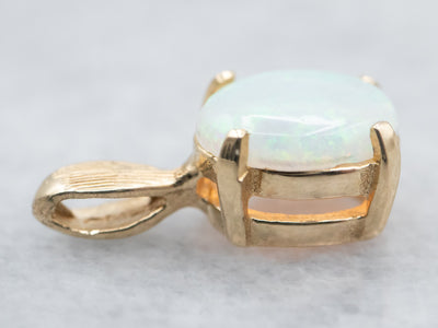 Yellow Gold Opal Solitaire Pendant