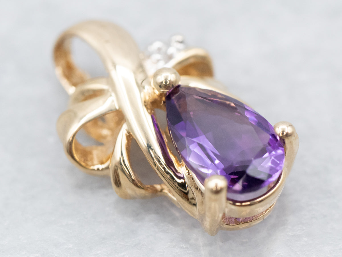 Teardrop Amethyst and Diamond Pendant