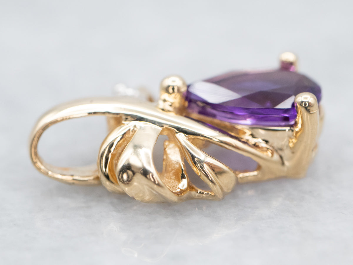 Teardrop Amethyst and Diamond Pendant