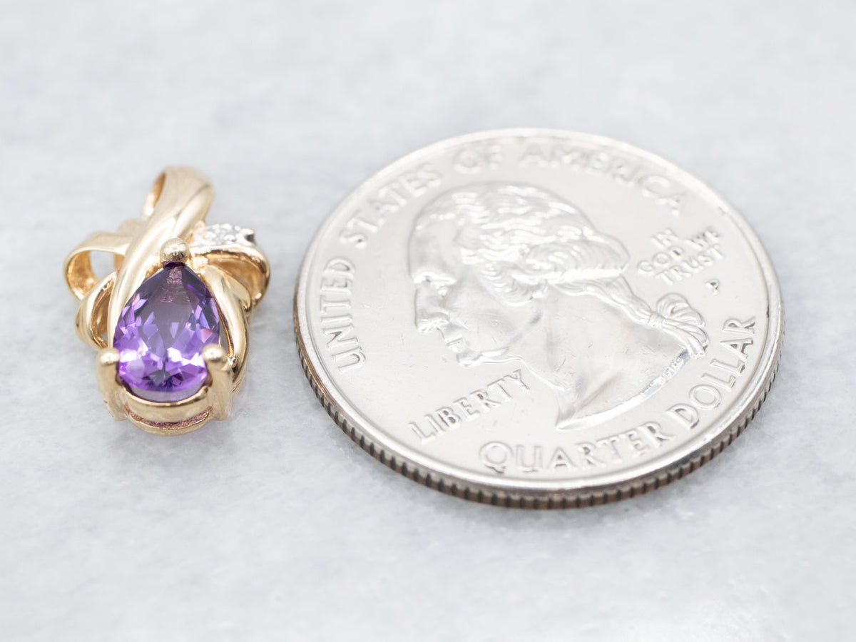 Teardrop Amethyst and Diamond Pendant